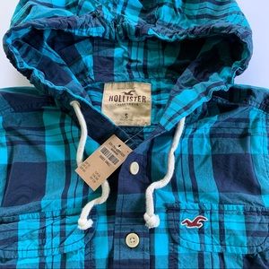NWT Hollister Flannel Plaid Shirt Blue Small